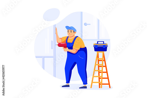 Handyman Service Illustration concept. Flat illustration isolated on white background.