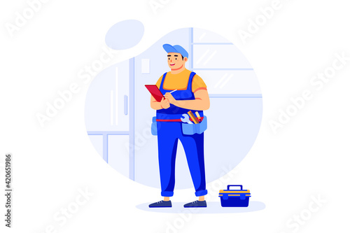 Handyman Service Illustration concept. Flat illustration isolated on white background.