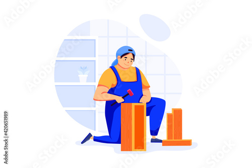 Handyman Service Illustration concept. Flat illustration isolated on white background.