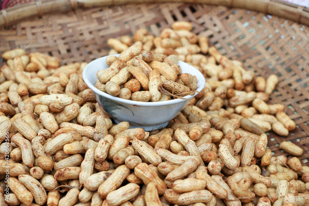 boiled peanut in wood tray boiled peanut in wood tray