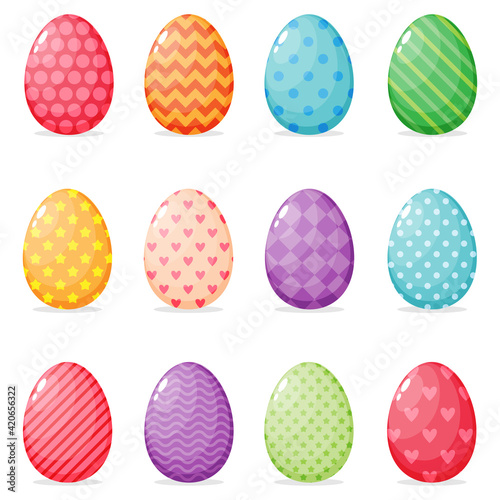 Set of painted easter eggs vector illustration