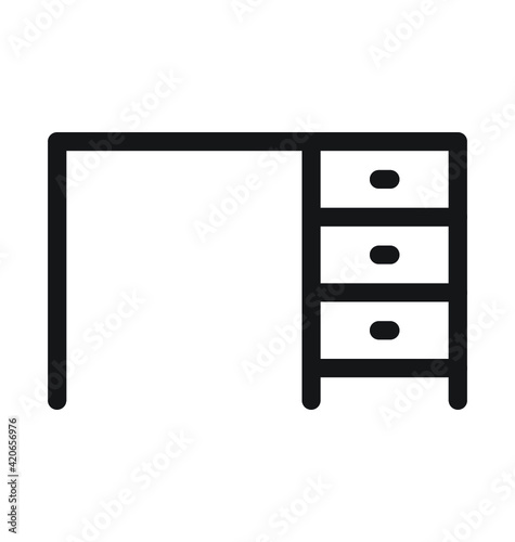 Desk Drawers Vector Outline Icon 