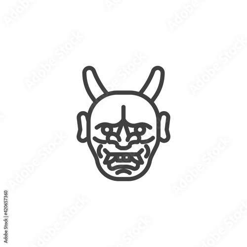 Japanese demon mask line icon