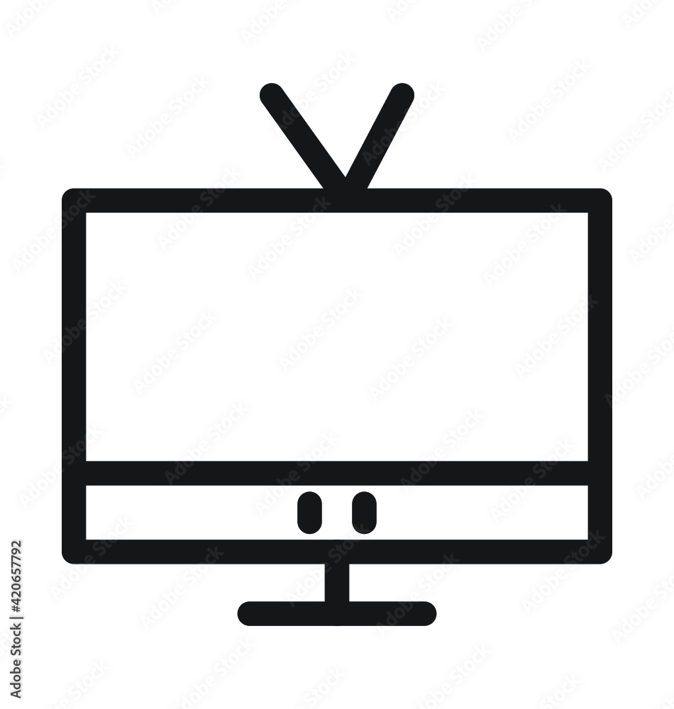 LED TV Vector Outline Icon LED TV Vector Outline Icon