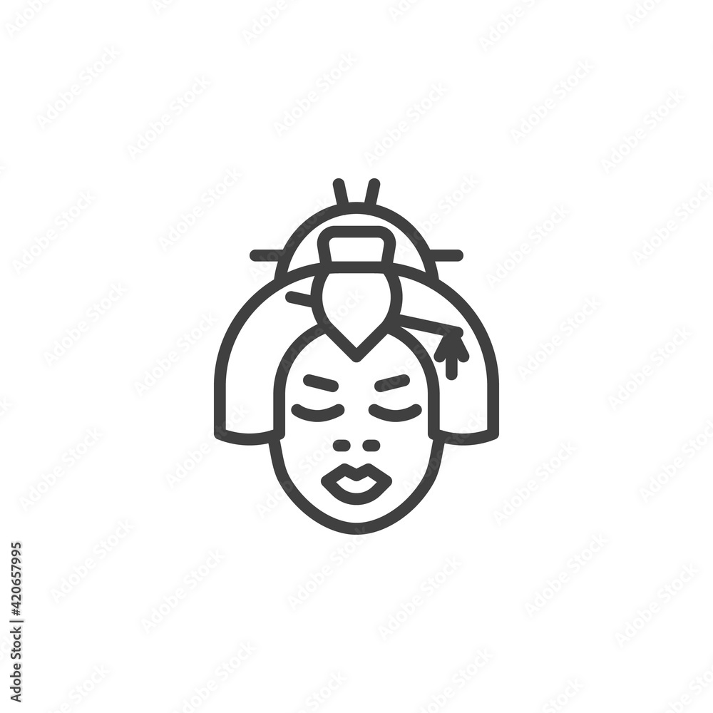 Geisha face line icon Geisha face line icon