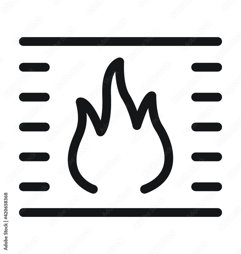 Fototapeta premium Fireplace Vector Outline Icon 