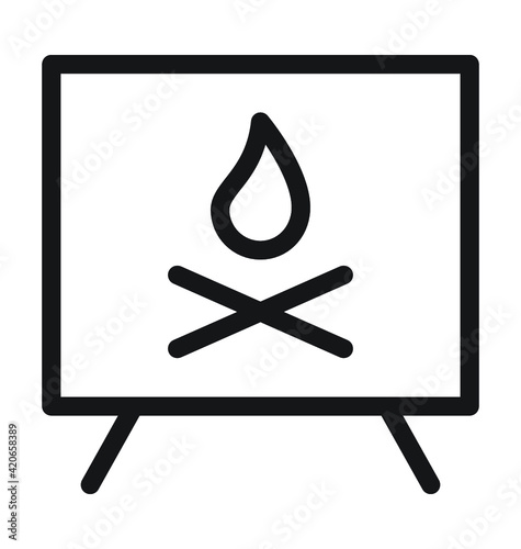 Fireplace Vector Outline Icon  
