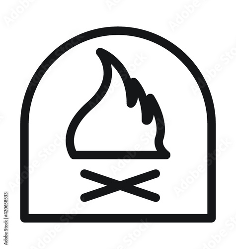 Fireplace Vector Outline Icon 