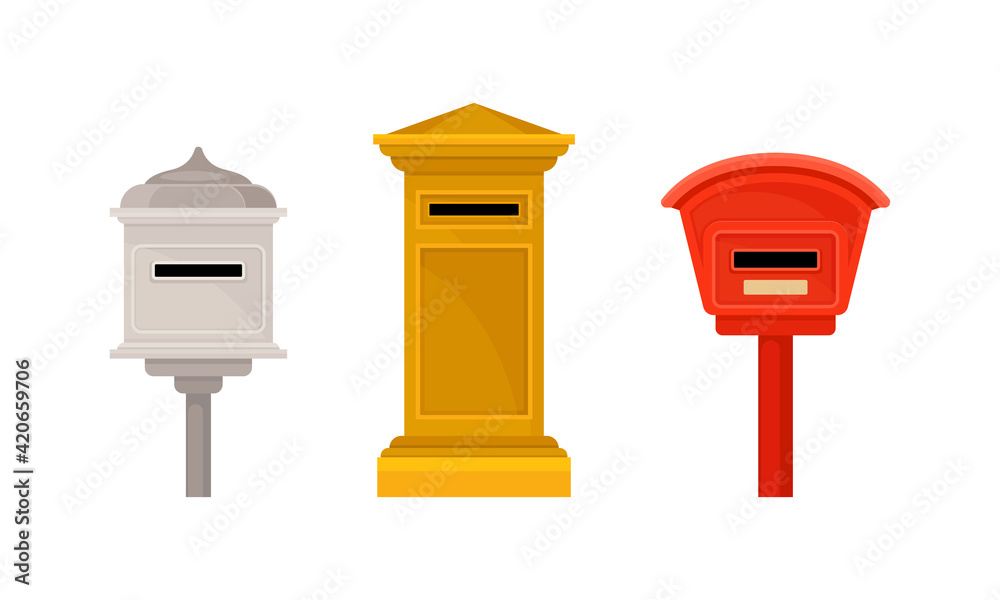 Letter Box or Letter Plate with Hole or Mail Slot for Receiving Incoming Mail Vector Set