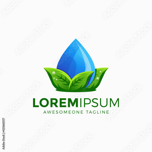 nature water logo design vector illustration