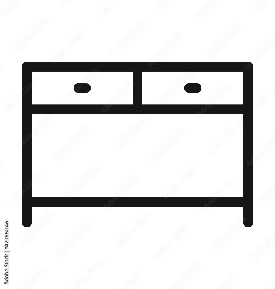 Drawer Table Vector Outline Icon Drawer Table Vector Outline Icon
