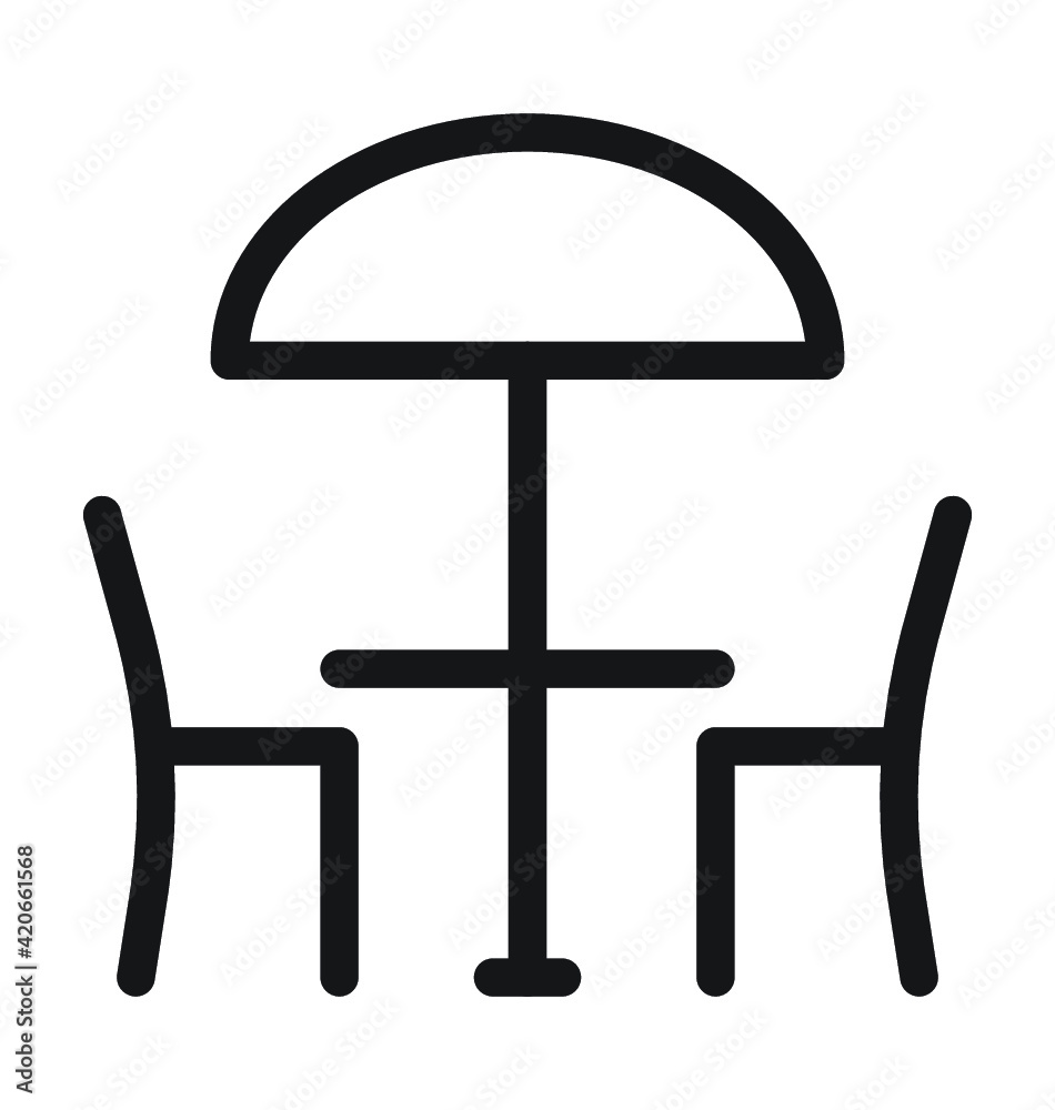 Street Cafe Vector Outline Icon Street Cafe Vector Outline Icon