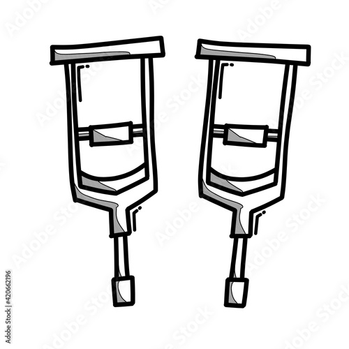 Crutches doodle vector icon. Drawing sketch illustration hand drawn line eps10