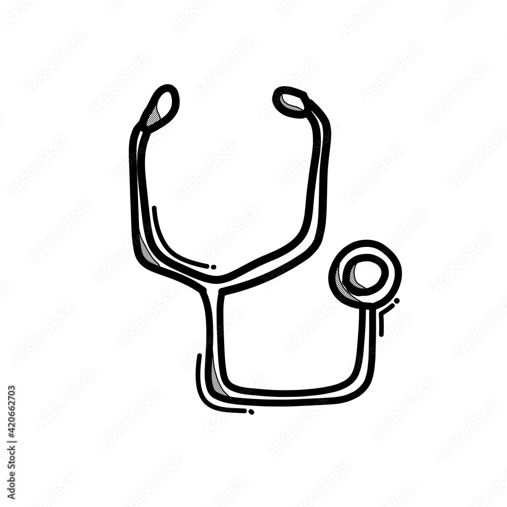 Medical stethoscope doodle vector icon. Drawing sketch illustration hand drawn line eps10 Medical stethoscope doodle vector icon. Drawing sketch illustration hand drawn line eps10