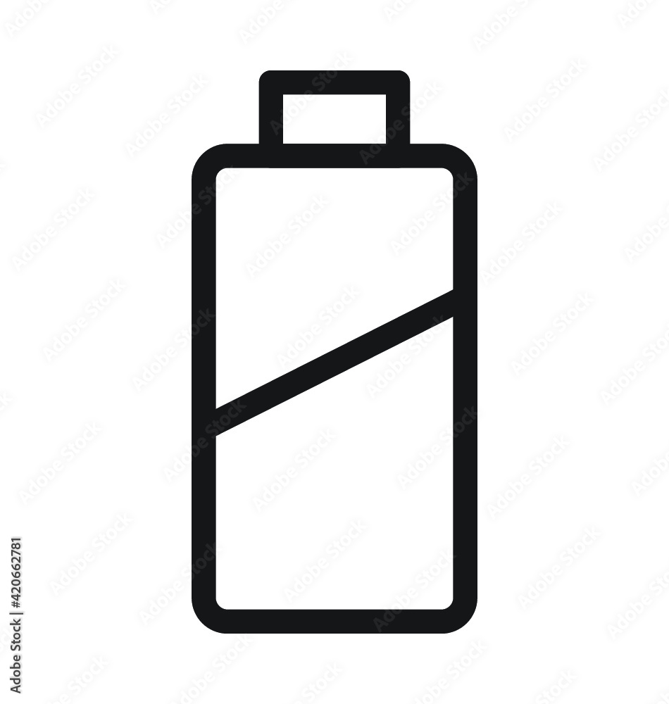 Low Battery Vector Outline Icon Low Battery Vector Outline Icon