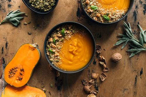 Pumpkin and red lentils creamy soup