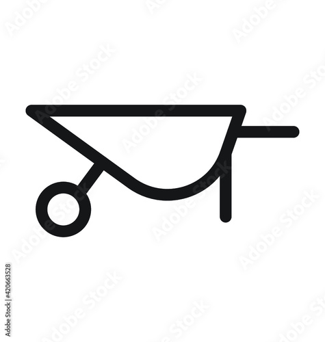 Wheelbarrow Vector Outline Icon