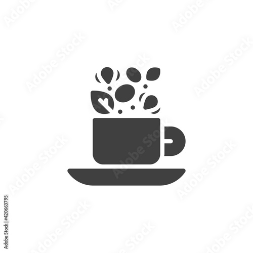 Flowering tea cup vector icon