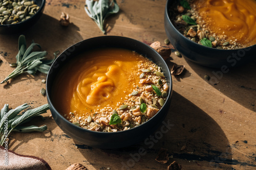 Pumpkin and red lentils creamy soup