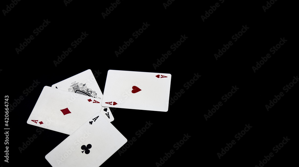 Set of four aces playing cards suits.