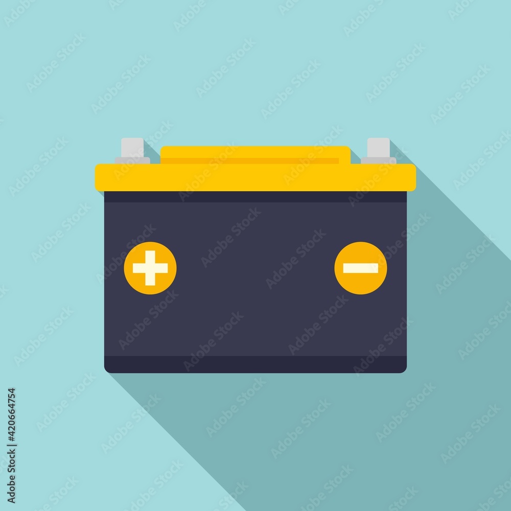 Car battery icon, flat style Car battery icon, flat style