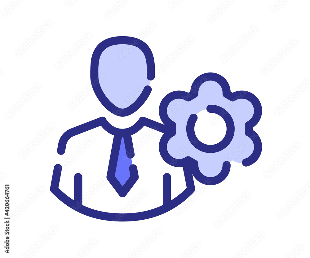 setting employee gear single isolated icon with dash or dashed line style setting employee gear single isolated icon with dash or dashed line style