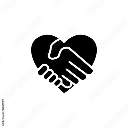 Handshake icon with heart. the icon can be used for application icon, web icon, infographic. Editable stroke. Design template vector