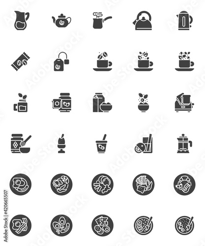 Breakfast menu vector icons set