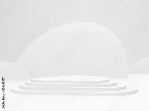 3D rendered white stage podium © Kavik