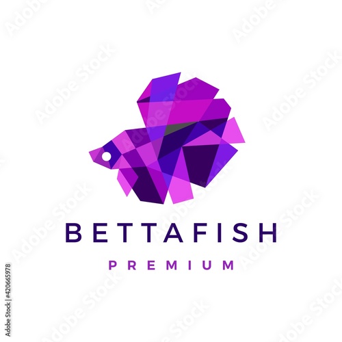 betta fish geometric polygonal logo vector icon illustration