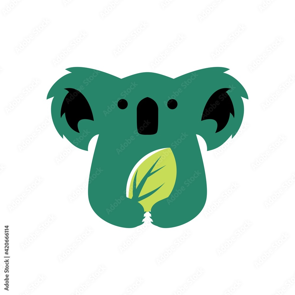 Fototapeta premium koala leaf negative space logo vector icon illustration