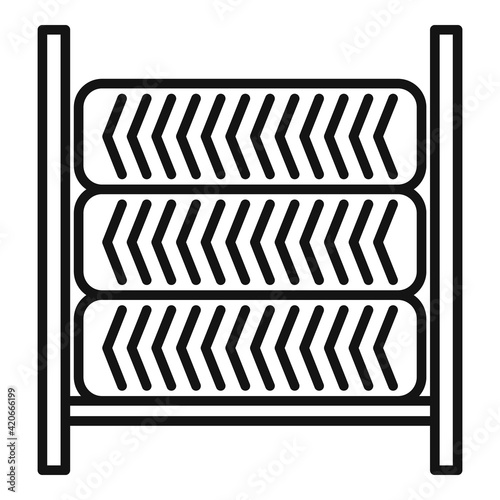 Tire rack icon, outline style