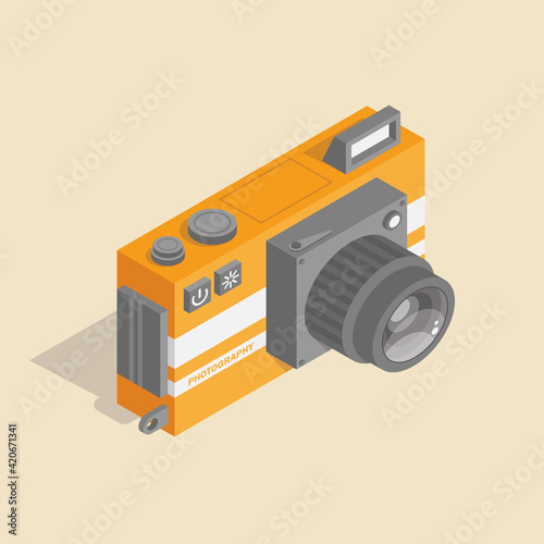 Wallpaper Mural An old camera in an isometric projection. Illustration for apps and games. Torontodigital.ca