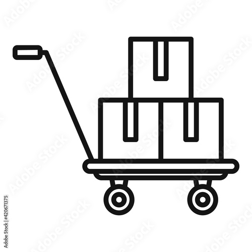 Parcel cart icon, outline style