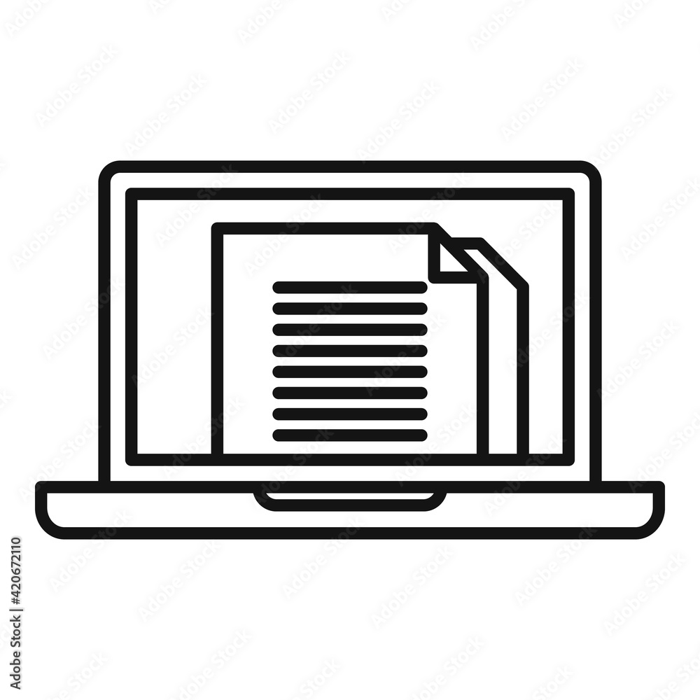 Laptop manager transaction icon, outline style Laptop manager transaction icon, outline style