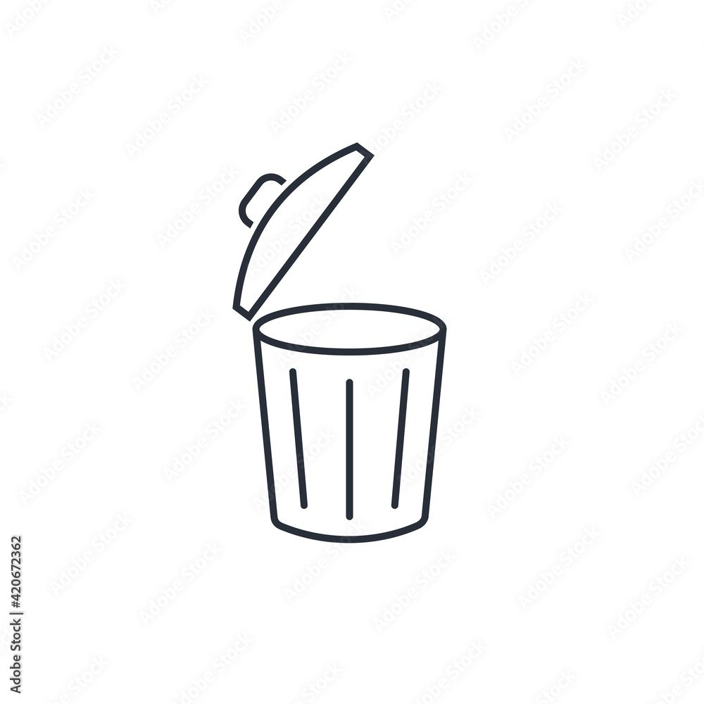 Trash can. A place for waste material. Vector linear icon illustration isolated on white background. Trash can. A place for waste material. Vector linear icon illustration isolated on white background.