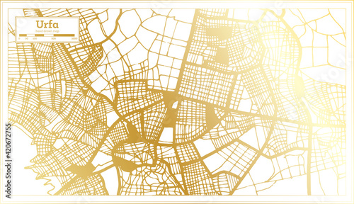 Urfa Turkey City Map in Retro Style in Golden Color. Outline Map.
