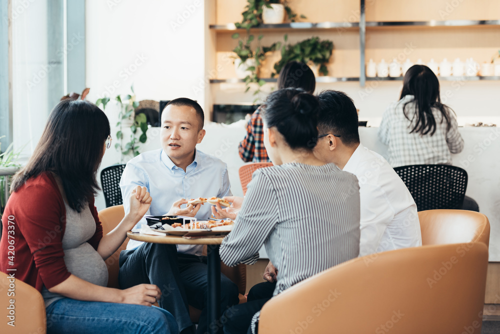 Asian people eating lunch Asian people eating lunch