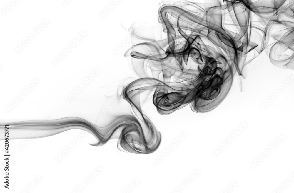 Black smoke abstract on white background, fire design Black smoke abstract on white background, fire design