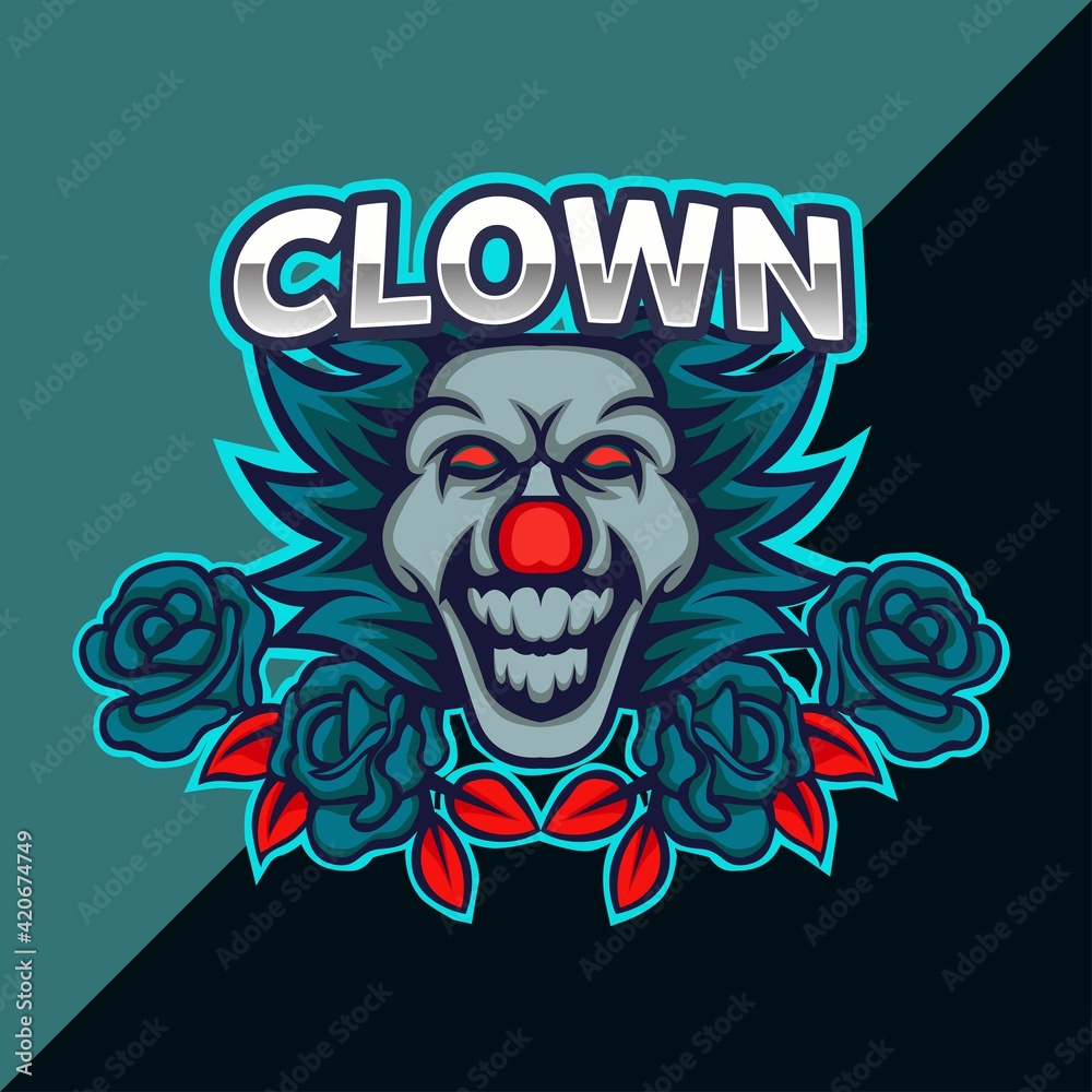 clown mascot logo template for esport team