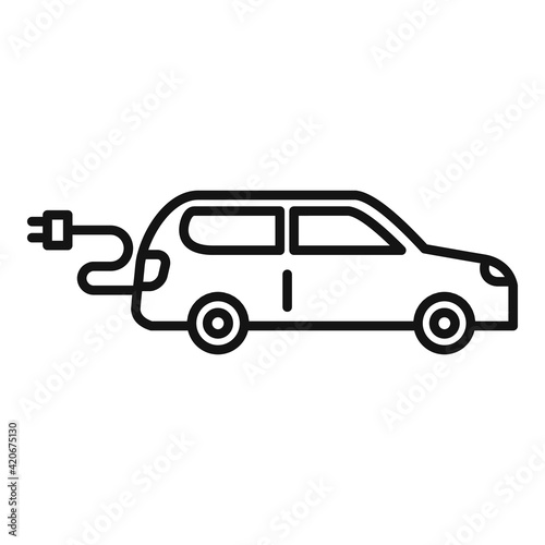Plug in hybrid car icon, outline style