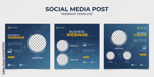Creative design collection of social media story post templates on a blue gradient background. It is suitable for business webinar, marketing webinar, online class program, etc.