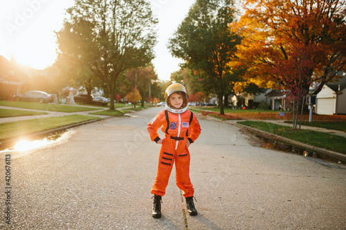 child dressed up as astronaut photo
