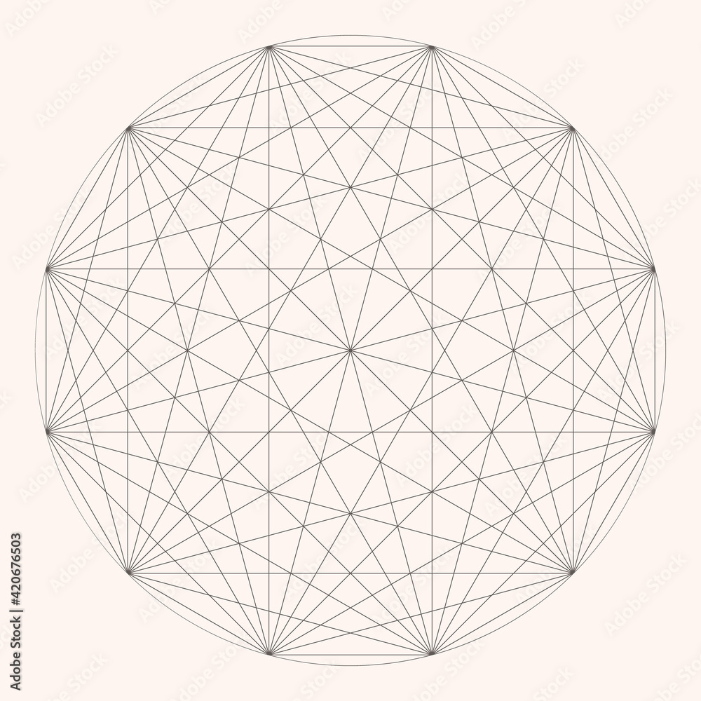 Abstract figure of thin lines in circle. Spiritual symbol like tattoo or logo