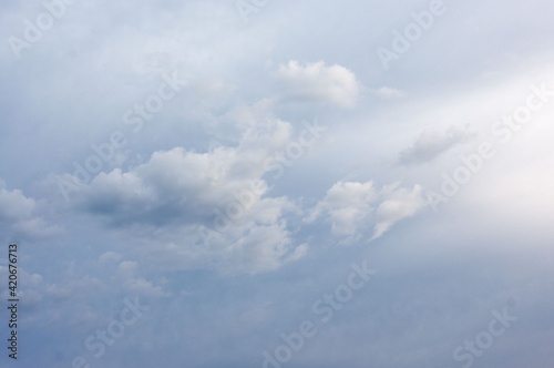 Blue sky with fluffy clouds