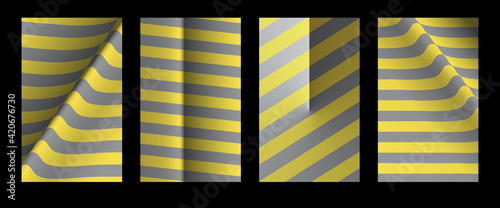 Trendy Yellow and Gray colors in striped pattern. Optical illusion background like zebra skin.