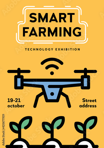 Vector Drone Agriculture Farm Poster