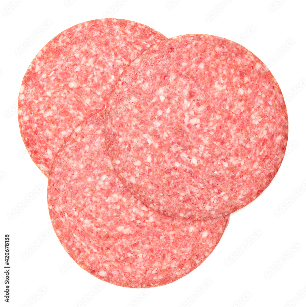 Slices of smoked sausage salami Slices of smoked sausage salami