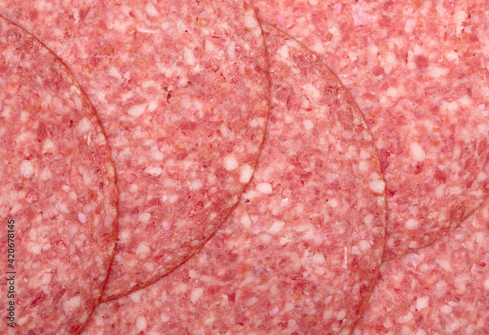 Smoked sausage salami , closeup