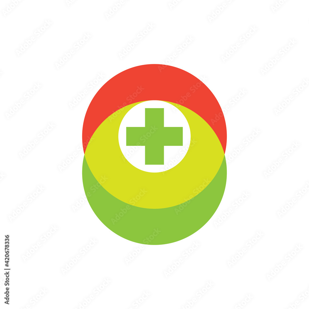 Green and Red crescent with plus logo design vector Green and Red crescent with plus logo design vector